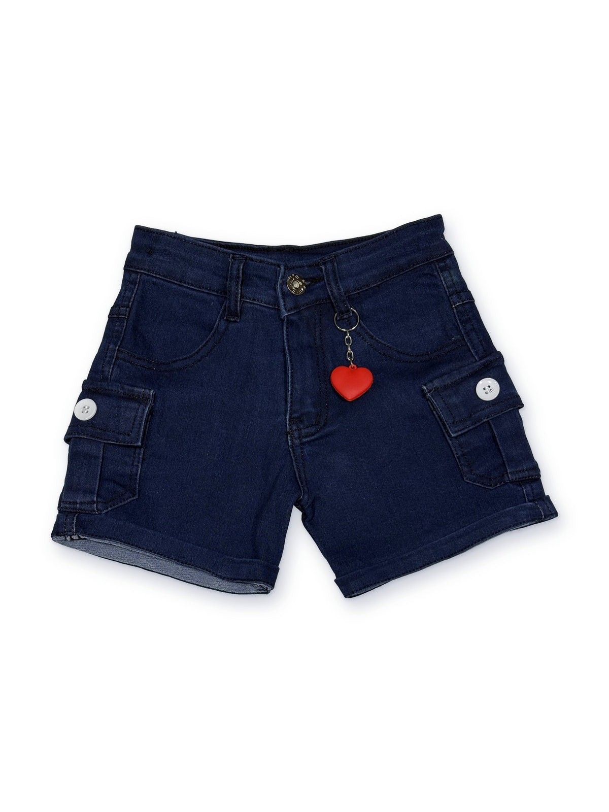 Girls denim cargo shorts – front